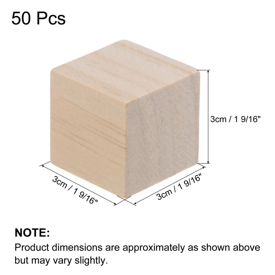 uxcell クラフト用ウッドブロック 未完成の木製キューブパイン ウッドスクエアブロック DIYクラフトプロジェクト用 3 cm 50個｜soten2｜03
