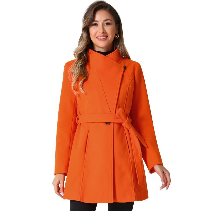 Allegra K ロングコート レディース ウールコート チェスターコート