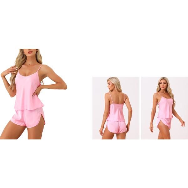cheibear レディース セクシー シルキー サテン パジャマ セット