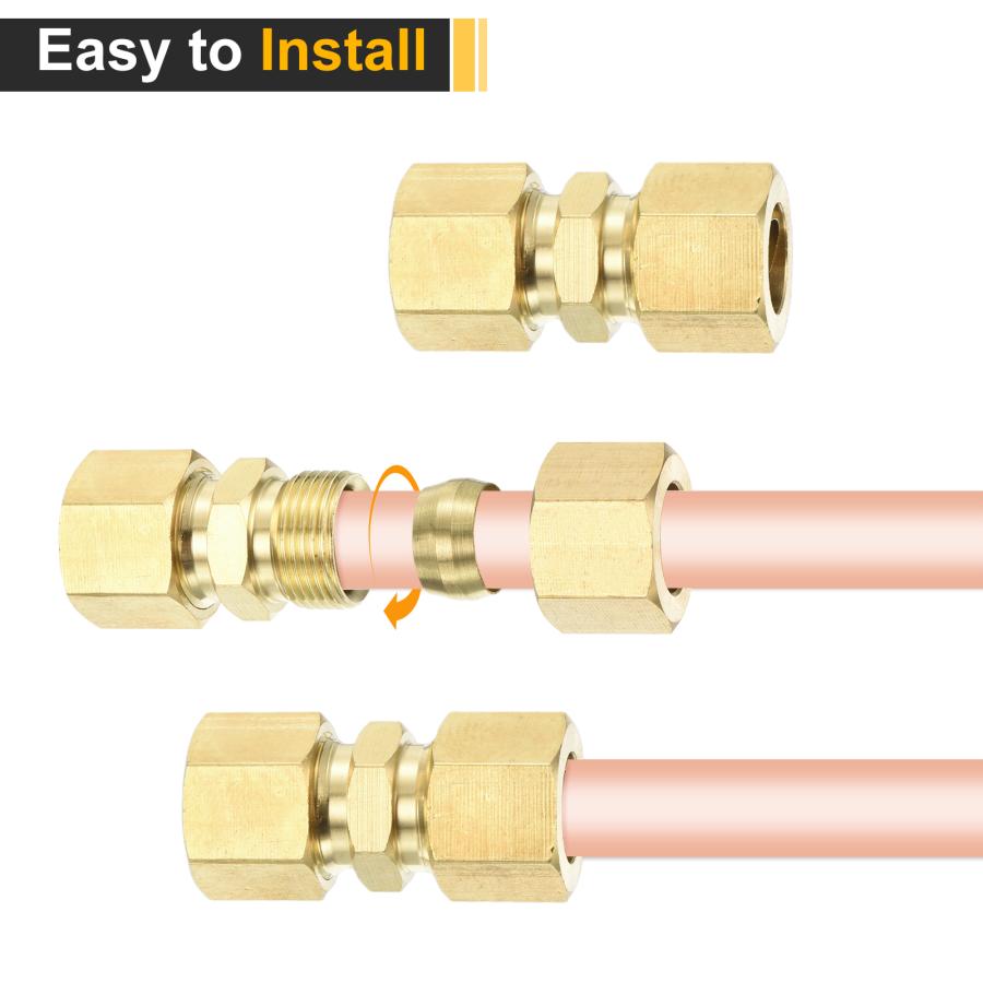uxcell 10個入り真鍮製コンプレッションチューブ継手 1/8