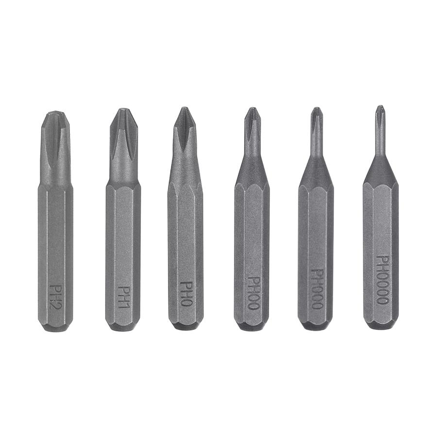 uxcell 6本 PH00000-PH2 ドライバービットセット 4mm 六角軸 28mm 磁気