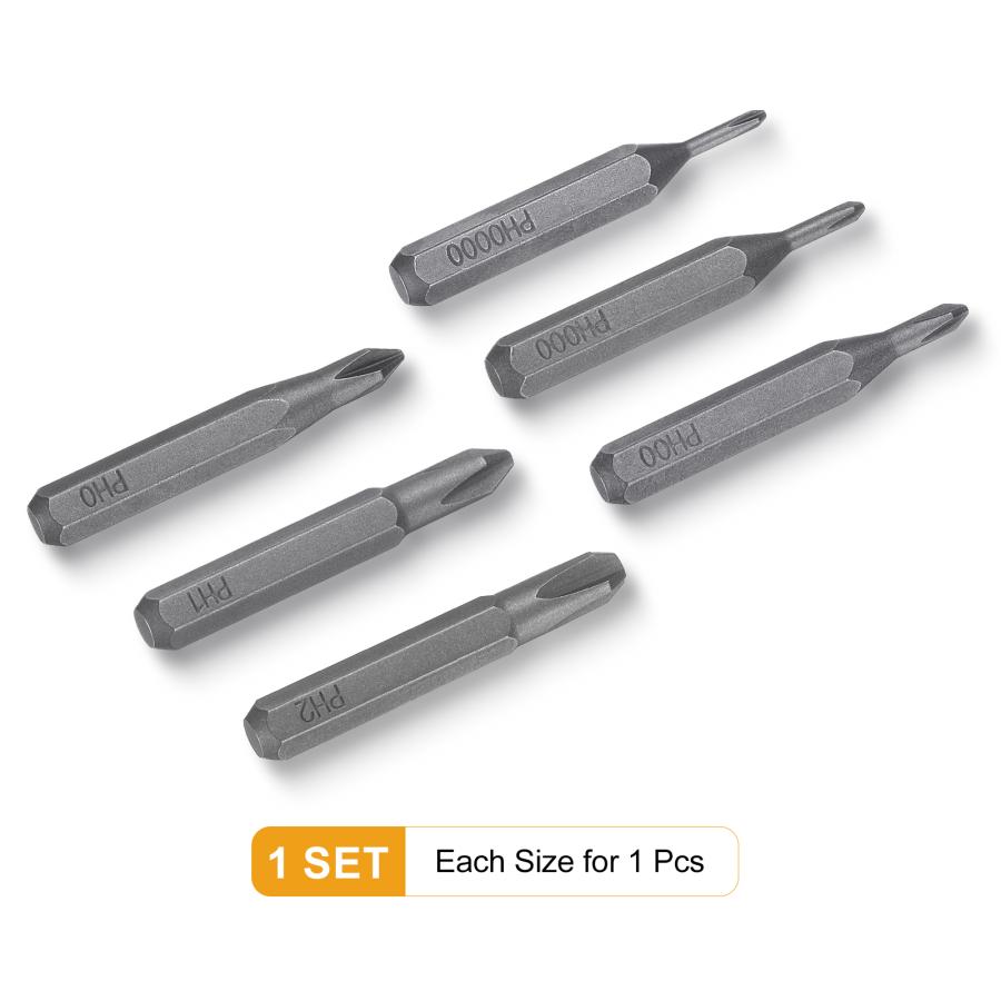 uxcell 6本 PH00000-PH2 ドライバービットセット 4mm 六角軸 28mm 磁気