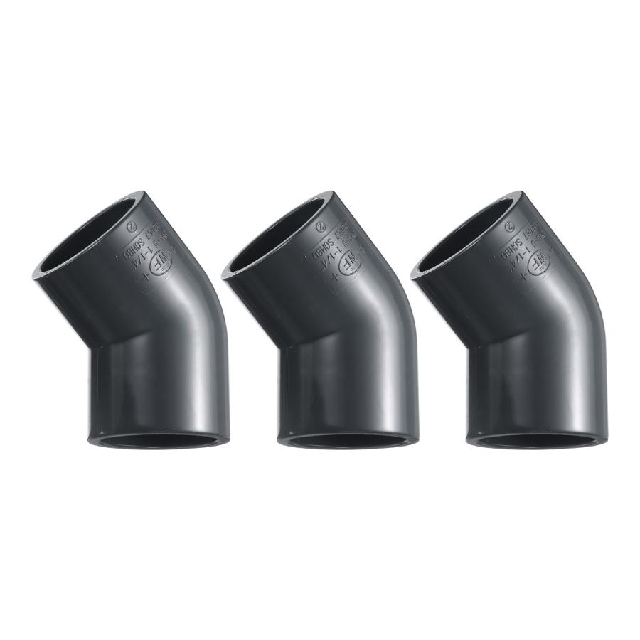 uxcell 3個45度エルボーPVCパイプ継手1-1/4