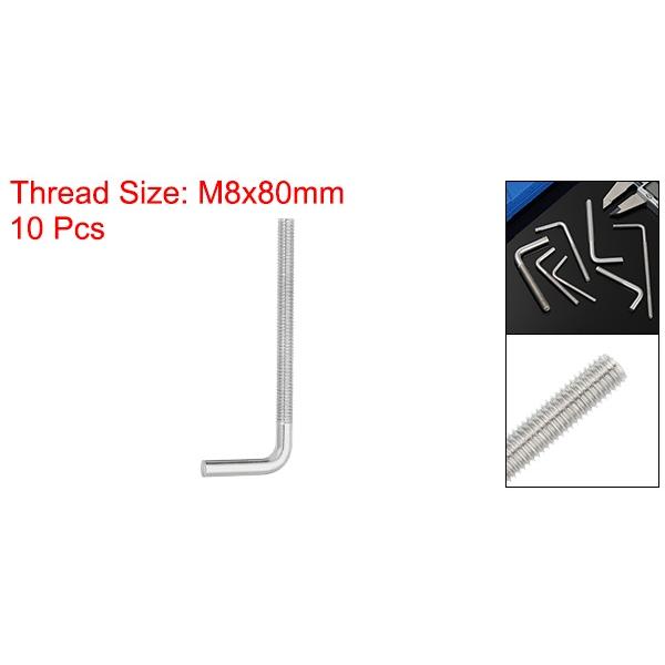 uxcell 10個 L字型 直角アンカーボルト M8 x 100mm 304ステンレス鋼 L 