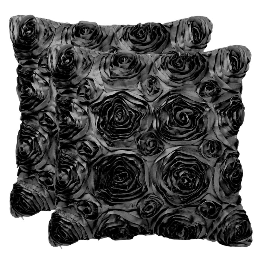 薔薇のクッション BLACK uxcell クッション カバー ポリエステル 薔薇 バラ 花柄 立体 お姫様系