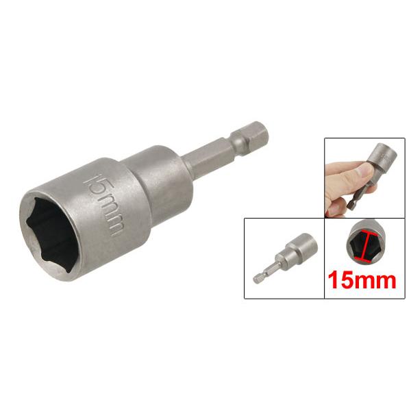 uxcell ソケットビット ナットドライバセッター 六角ソケット 六角ソケットレンチ 速くインストール 長さ 65mm 六角15mm グレー ...