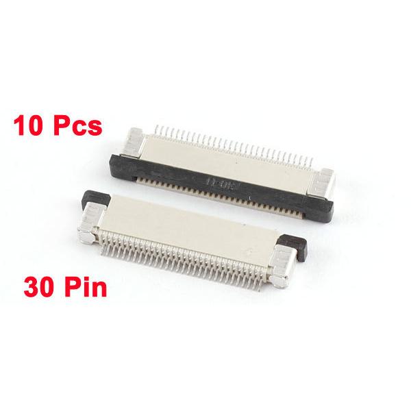uxcell フラットケーブルコネクタ FFC FPCリボンソケットコネクタ プラスチック 金属 0.5mmピッチ 30ピン 10個入り|soten3|02