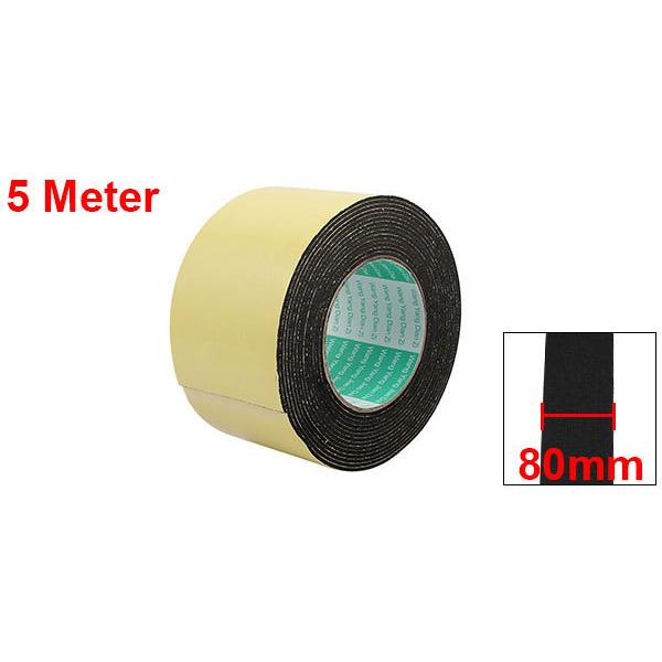 uxcell スポンジテープ スポンジフォームテープ 片面接着剤 耐衝撃性 イエロー ブラック 5M長さ 80mm x 2mm|soten3|02