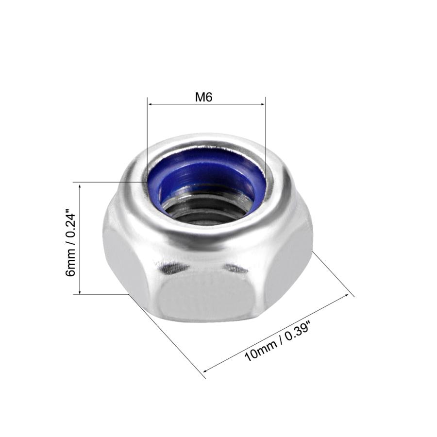 uxcell 六角ロックナット M6 x 1mm 高さ6mm 304ステンレス鋼 六角幅10 mm 30個入り｜soten3｜03