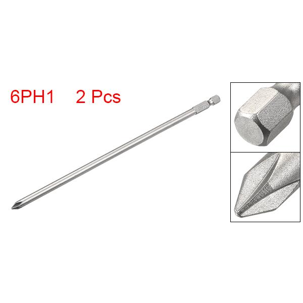uxcell プラスドライバービット 6.35mm六角シャンク 長さ200mm プラス