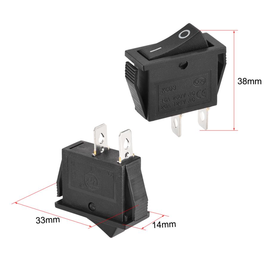 uxcell ボートロッカースイッチ ブラックトグルスイッチ 2ピン