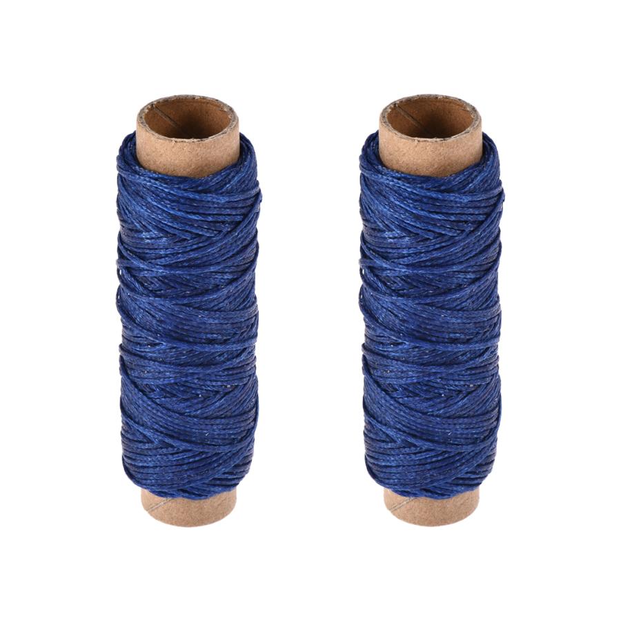 uxcell ポリエステルワックス糸コード 革糸 レザークラフト糸 フラットスレッド 30M 150D 1mm 手縫いDIY サファイアブルー 2個