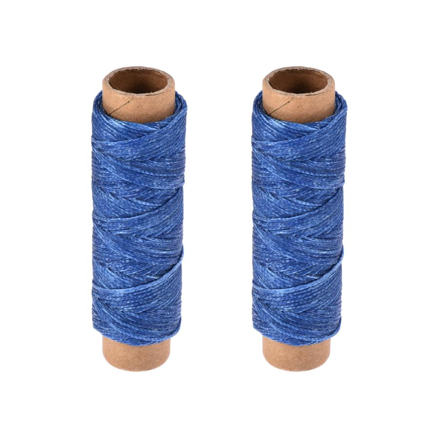 uxcell 革用手縫い糸 革用糸 レザークラフト糸 フラットスレッド 30M 150D 1mm 手縫いDIY用 ブルー 2個入り