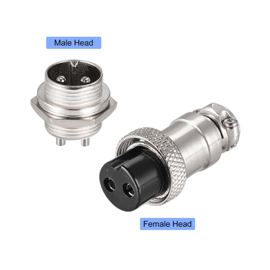 uxcell 航空コネクタセット 16mm 2 端子 7A 400V GX16 防水 オスメス