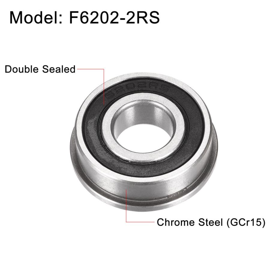 Uxcell フランジ付きボールベアリング F62 2rs 二重密封 クロム鋼ベアリング 15x35x11 Mm 4個 最終決算