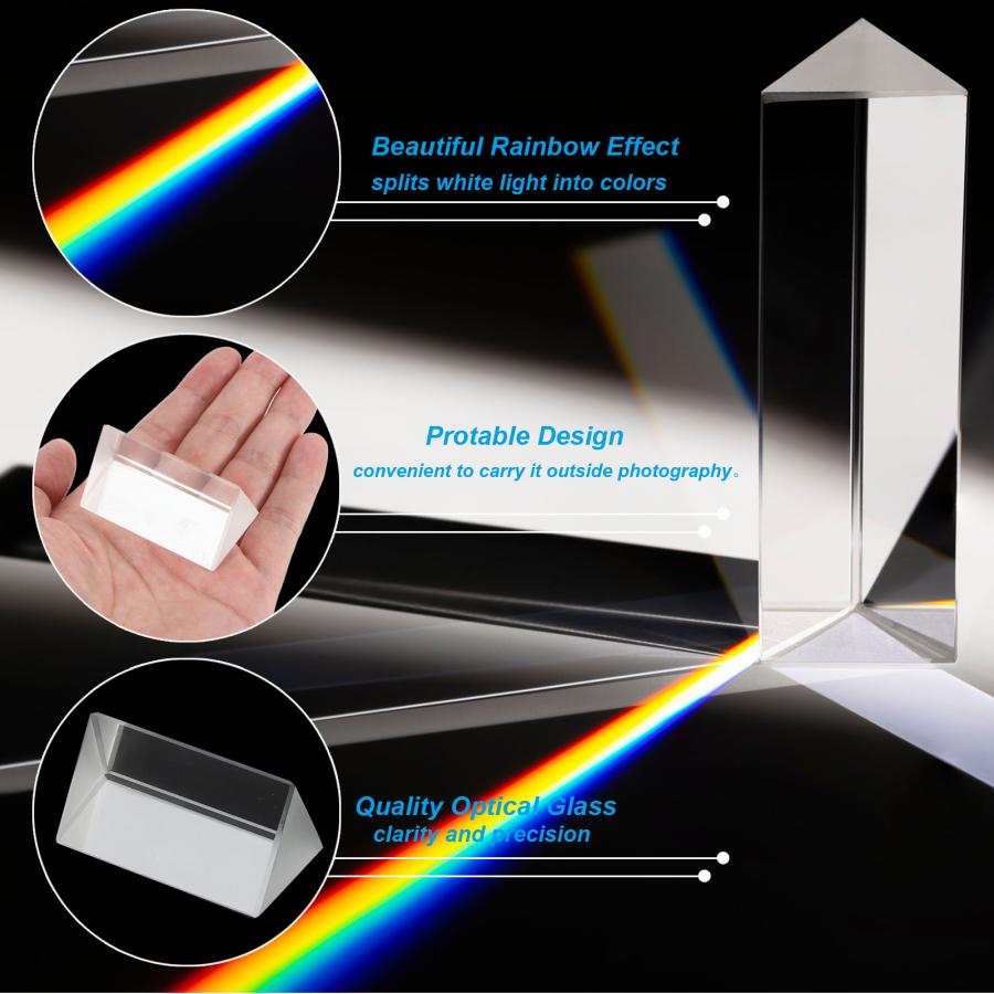 PATIKIL 50mm/2インチ 三角プリズム 2個セット ガラス光学水晶