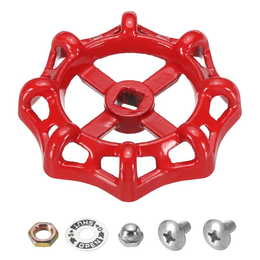 PATIKIL 外側水栓ハンドル 角軸穴 10x10mm 鋳鋼 丸ホイール蛇口