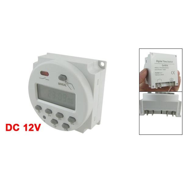 uxcell プログラマブル タイマ 12V デジタル LCD 電源 タイム スイッチ