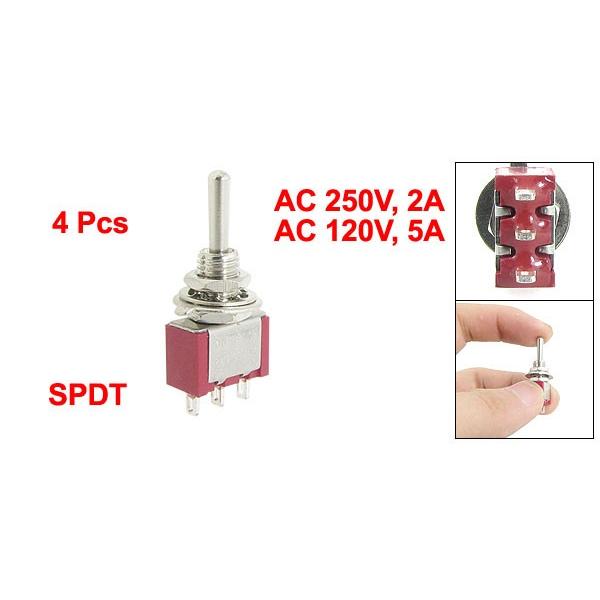 uxcell モーメンタリ トグルスイッチ 3ポジション 3ピン 4 個入り 2A