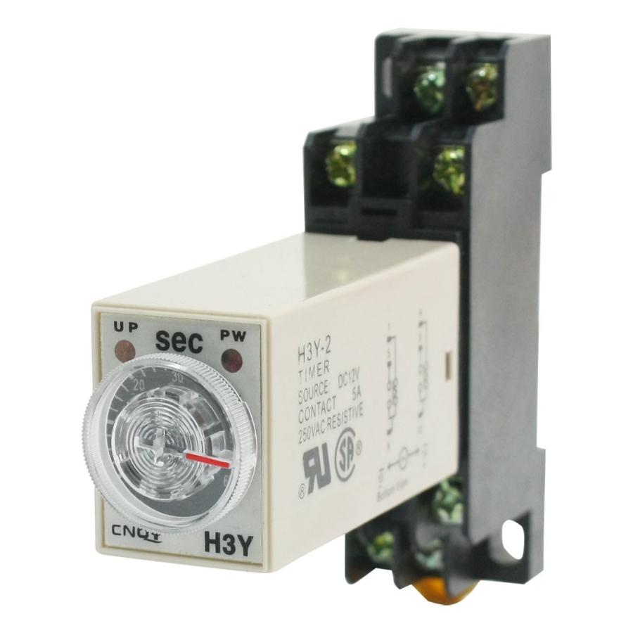 uxcell タイマ時間遅延リレー DC 12V H3Y-2 0-60秒パワーWベース 