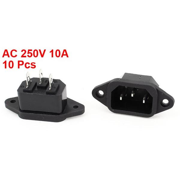 uxcell パネル電源インレットコネクター 電源ソケット 基板実装 IEC