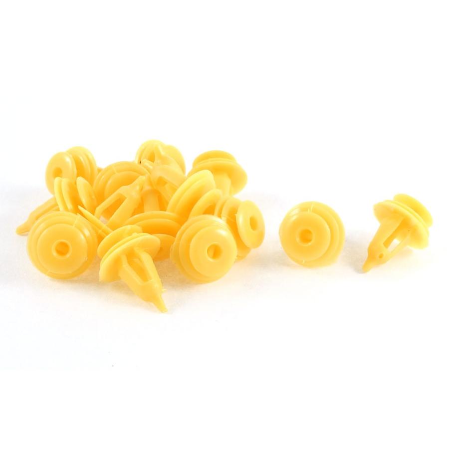 uxcell トリムクリップ リベットファスナークリップ プラスチック イエロー トヨタ用 9mmの穴 15個入り