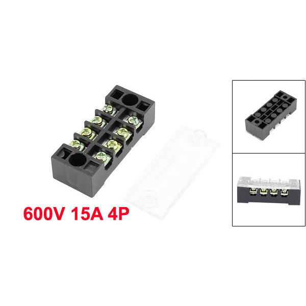 uxcell スクリューターミナルブロック TB1504 600V 15A 4P 4ポーション