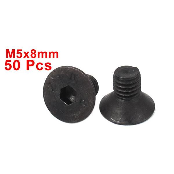 uxcell 六角穴付きボルト 皿ボルト 10.9炭素鋼材質 機械ねじ M5*8mm 50