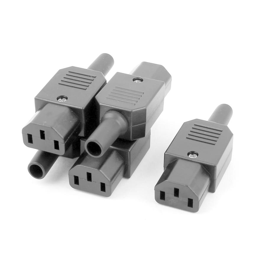 Uxcell C13 To C14 Panel Mount Power Adapter - 250V 10A 3-Pin IEC Male Inlet Module Connector