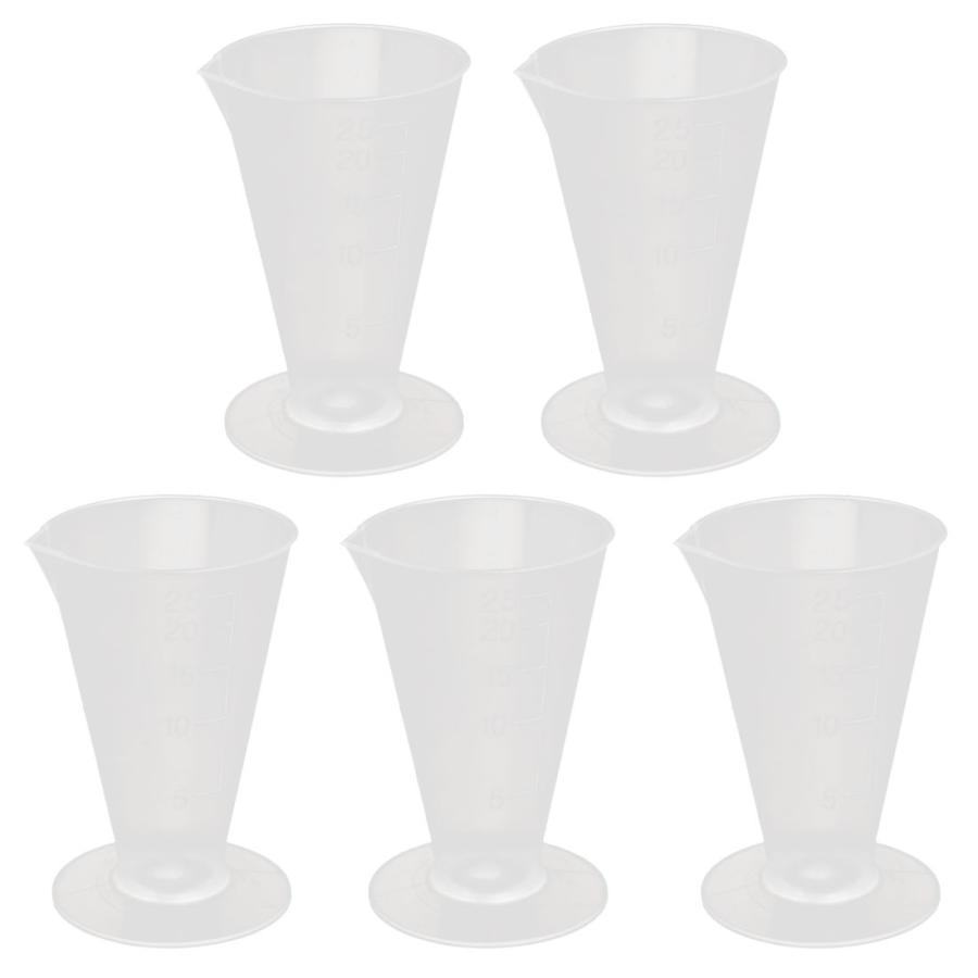 uxcell 測定カップ ビーカー 25ml 5個入り プラスチック 化学使用 テストカップ クリア 通販