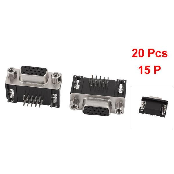uxcell VGA コネクタ DB 15ピン 3列 メス D-SUB PCBマウント 直角 20個