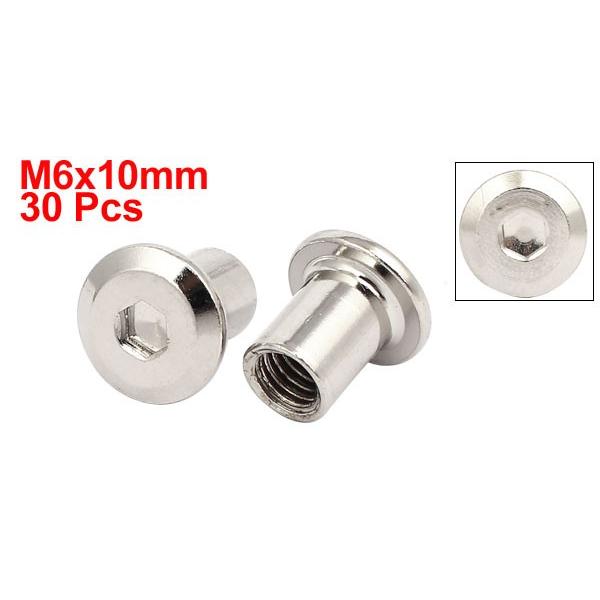 uxcell バレルナット スクリューポスト メスねじ 六角ソケットヘッド 家具継手 M6x10mm 30個入り : ソウテン - 通販 -  Yahoo!ショッピング glarks 100個亜鉛メッキm6六角ソケットヘッドキャップネジボルト家具ボルトwith MバレルナットAssortmentキット