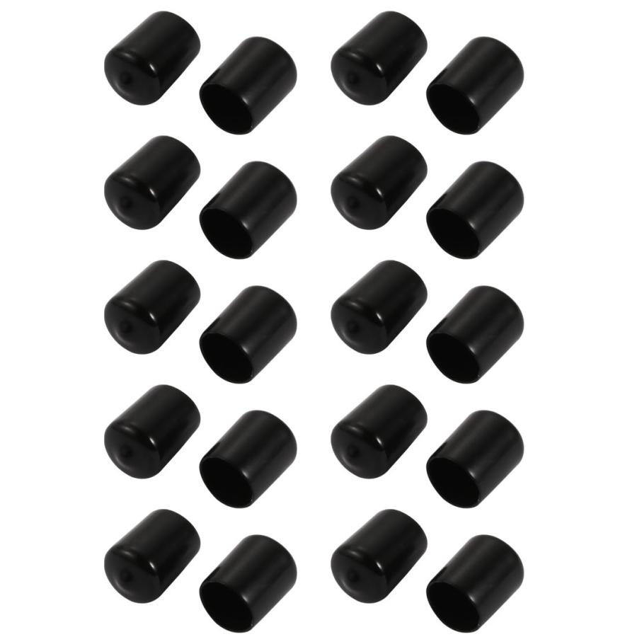uxcell ビニールエンドキャップ ブラック 14mm内径 PVC カバー ネジ