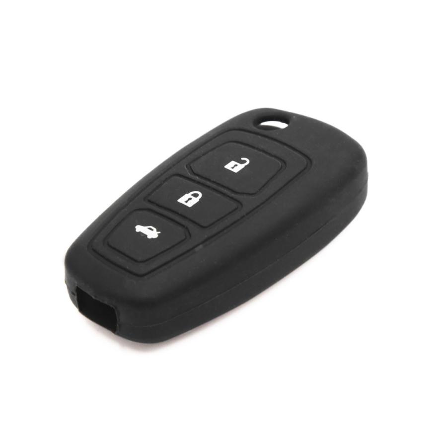 Uxcell リモートキーケース ゴム 車のリモートキーカバー ケース 保護 ブラック フォードフォーカス12対応 3 ボタン 激安人気新品