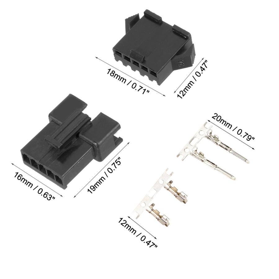 uxcell JST-SMハウジングコネクタ 圧着端子コネクタ ピッチ2.54mm 5