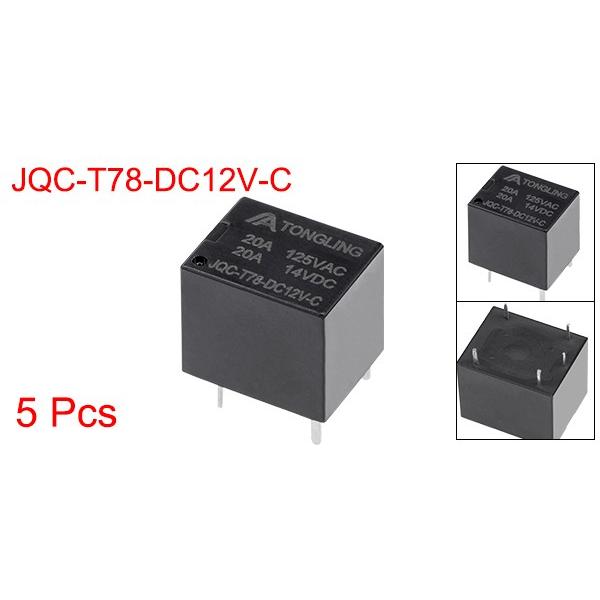 uxcell PCB電磁パワーリレー 汎用リレー DC 12V SPDT 5ピン JQC-T78-DC12V-C 5枚入り｜soten｜02