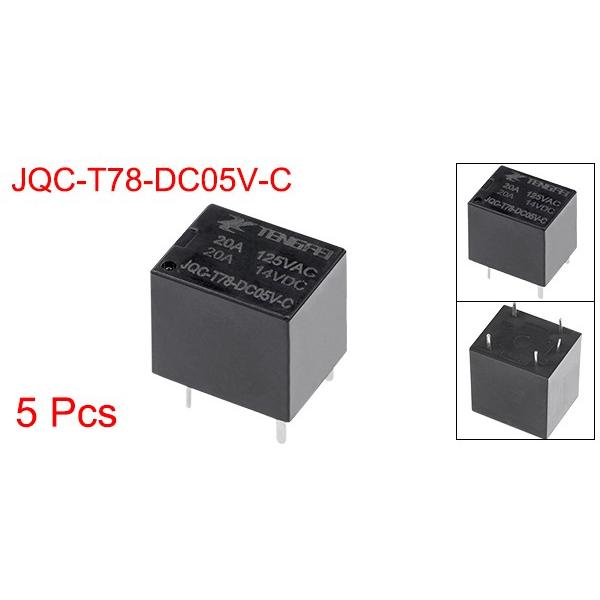 uxcell PCB電磁パワーリレー 汎用リレー 5V SPDT 5ピン JQC-T78-DC05V-C 5枚入り ...