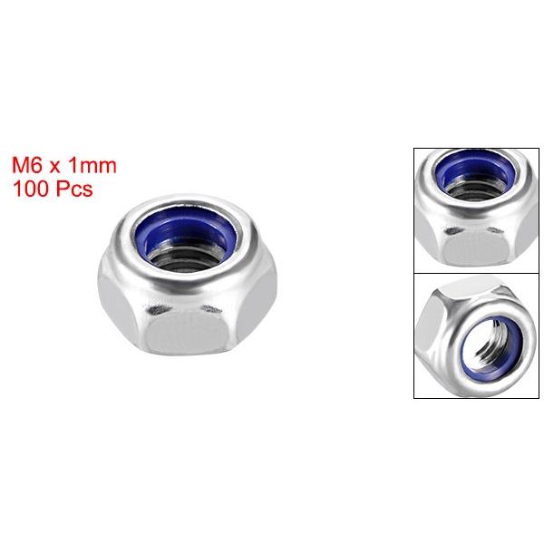 uxcell 六角ロックナット M6 x 1mm 高さ6mm 304ステンレス鋼 六角幅10mm 100個入り｜soten｜02