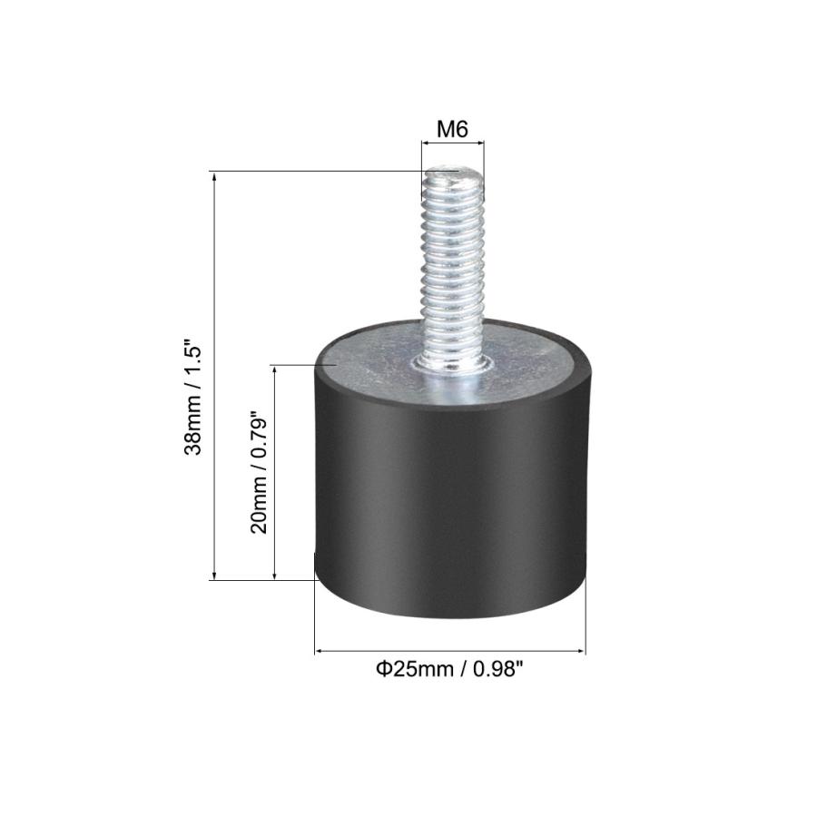 uxcell ラバーマウント 防振ゴム 振動と衝撃吸収 スレッドスタッド付き M6 x 18mm 25 x 20mm 4個入り｜soten｜03