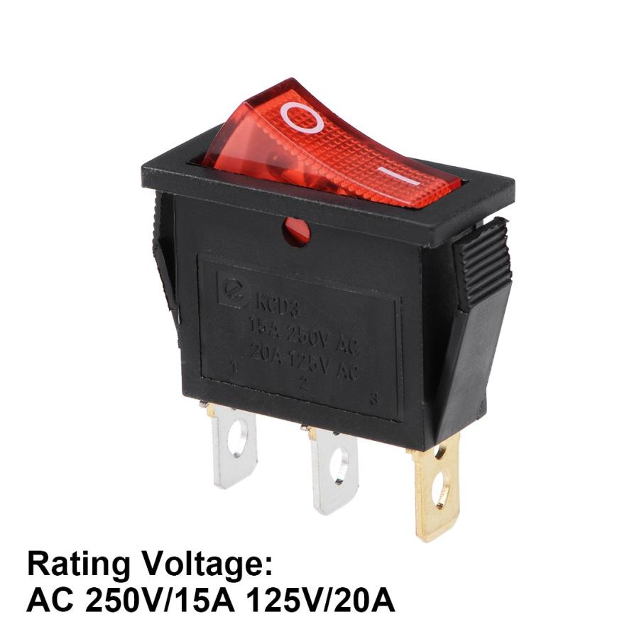 uxcell ロッカースイッチ AC 250V/15A 125V/20A SPST単極単投 電気部品