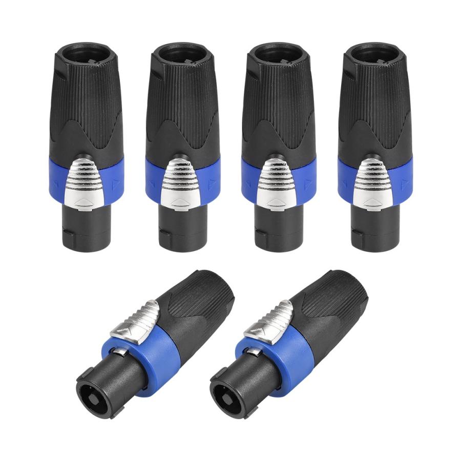 uxcell スピコンスピーカーアダプタ スピーカーメスアダプタコネクタ 4極スピーカープラグツイストロック 銅 PVC 6個入り