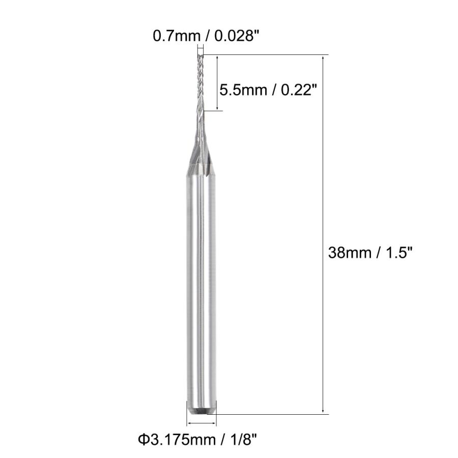 uxcell 超硬エンドミル彫刻ビット ルータビット PCBマシン シャンク径3.175mm 刃先直径0.7mm 10個入り｜soten｜03