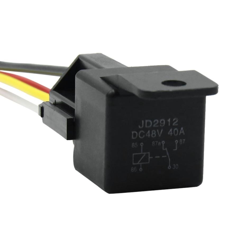 uxcell リレー リレーソケット 車用リレー JD-2912 SPST 5極 40A DC48V