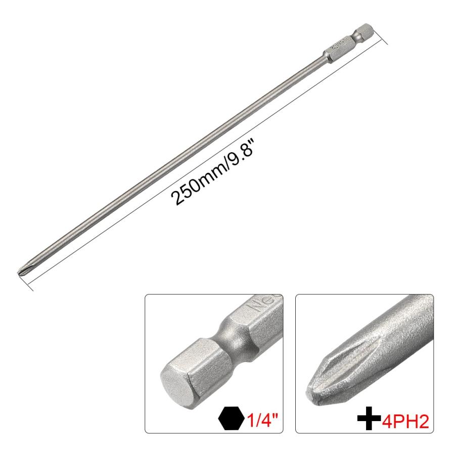 uxcell プラスドライバービット 6.35mm六角シャンク 長さ250mm プラス