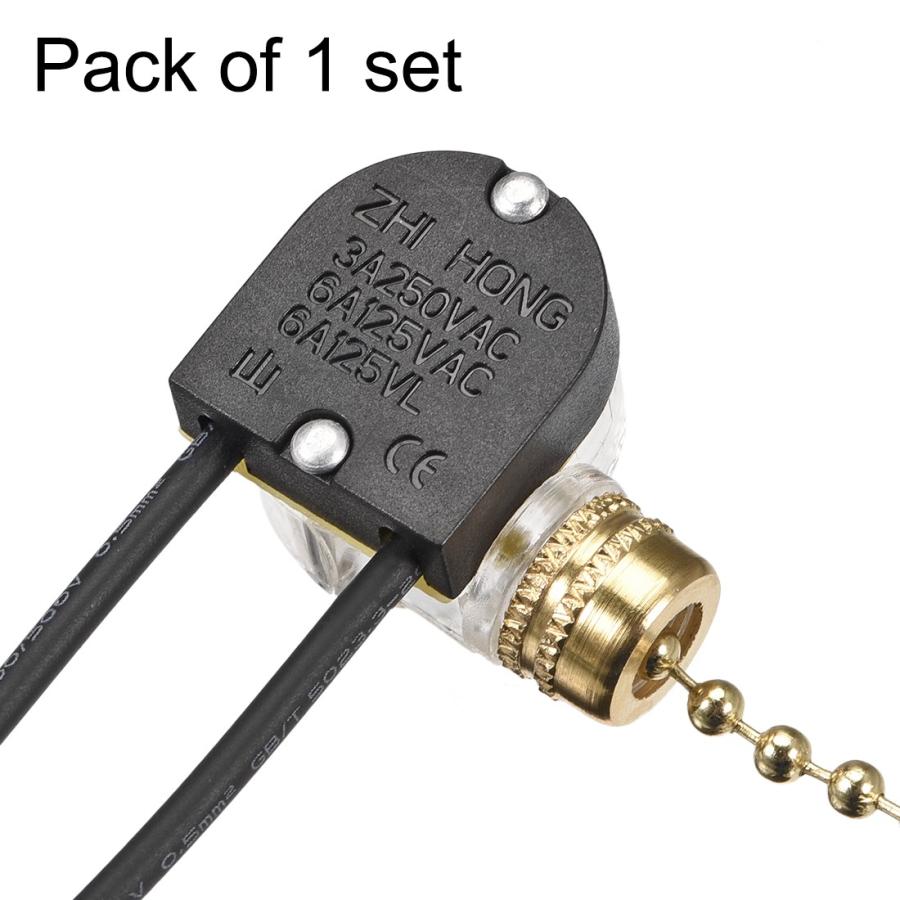 uxcell プルチェーンスイッチ 真鍮プルチェーン付き 2線式ファンライトスイッチ ワイヤー長さ9 cm a19042000ux0113