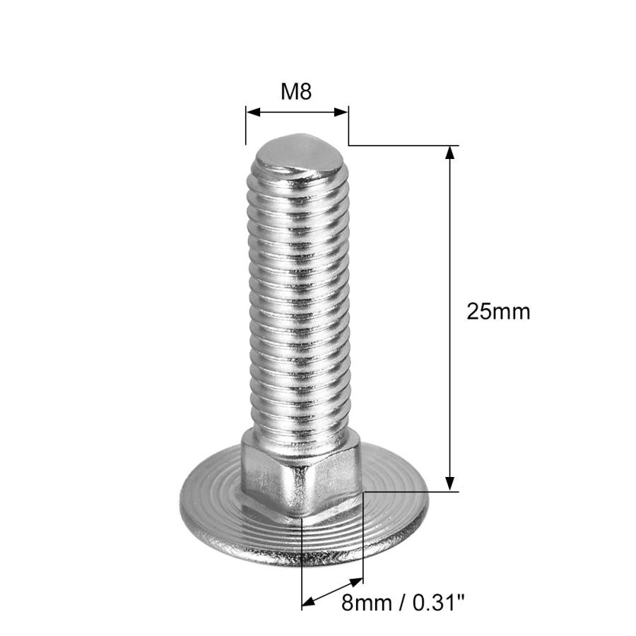 uxcell キャリッジボルト ネックキャリッジボルト ラウンドヘッドスクエアネックM8×25mm-12個｜soten｜03