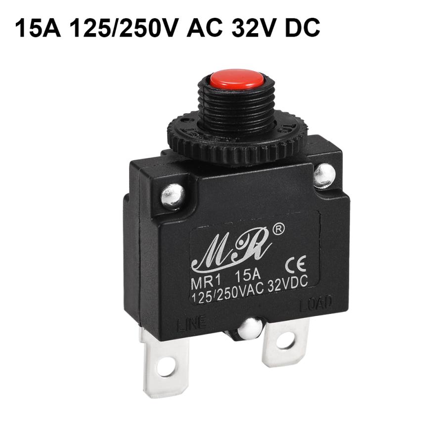 uxcell 熱サーキットブレーカー 125 / 250V AC プッシュボタン手動