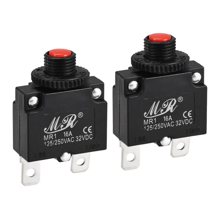 uxcell 熱サーキットブレーカー 125 / 250V AC プッシュボタン手動