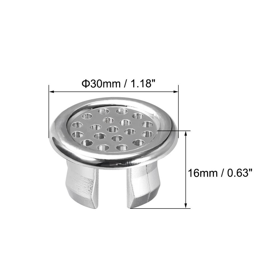 uxcell シンクオーバーフローカバー 盆地トリムラウンドホール キャップインサートスペア 浴室キッチン用 シルバー メッシュ穴｜soten｜03