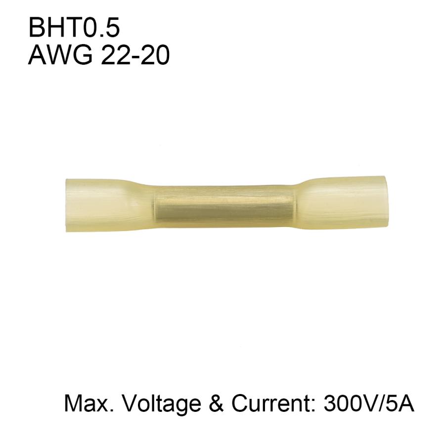 uxcell 熱収縮ワイヤーコネクター BHT0.5/BHT2.5 防水絶縁電線 圧着端子 イエロー AWG 22-20、50個｜soten｜04